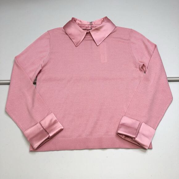 Alice + Olivia Sweaters - Alice + Olivia Porla Stretch Wool Collared Sweater In Rose Tea Size L NWT